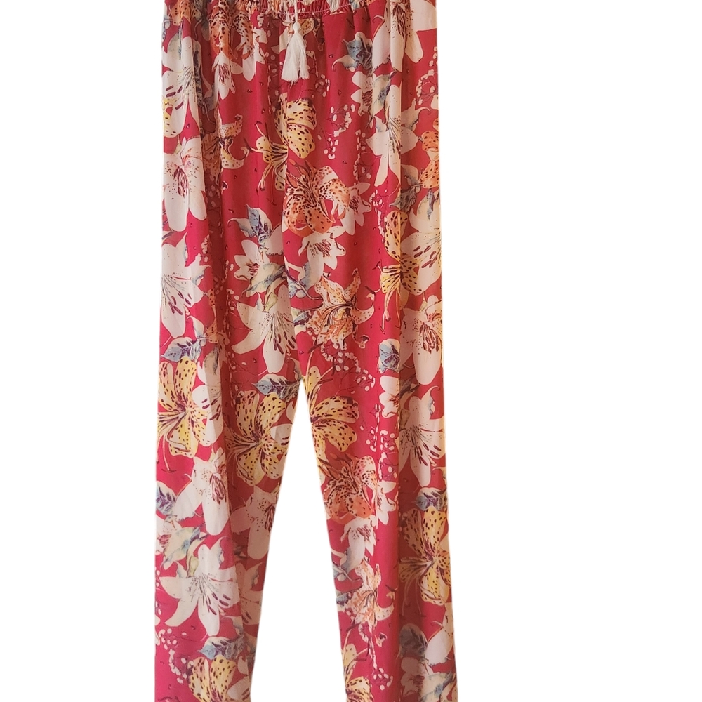 West Loop Womens Pink Flower Design Summer Pants